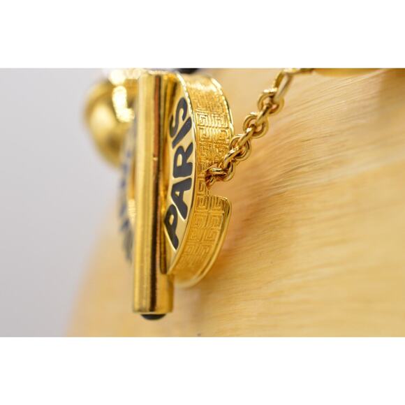 Givenchy Vintage Logo Collar Necklace Paris Toggle Pearl Black White Chunky BinG - Picture 11 of 12